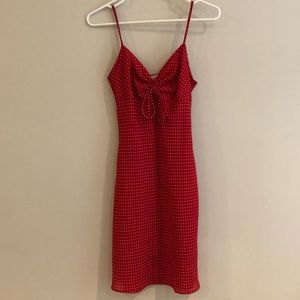 Red and white polka dot dress